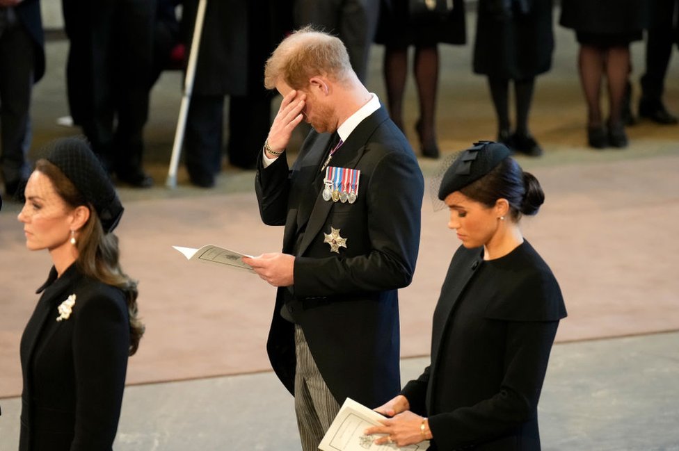 The Princess of Wales and the Duke and Duchess of Sussex in Westminster Hall