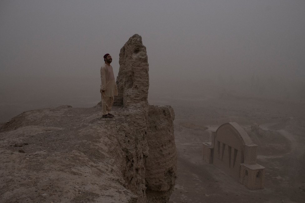 Afghan journalist Aliyas Dayee inside the 11th century city of Qala-e Bost which is most famous for its archway, built by the Ghaznavids. Bost is a half hour drive from the capital of Helmand Province Lashkar Gah.