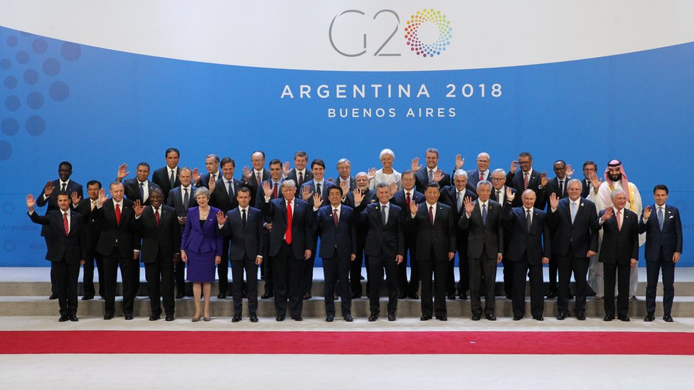 Изображение мировых лидеров на саммите G20 в Аргентине в 2018 году.
