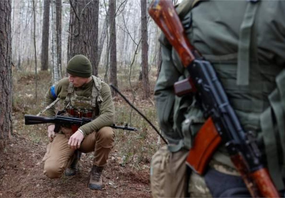 基輔附近的烏克蘭軍人