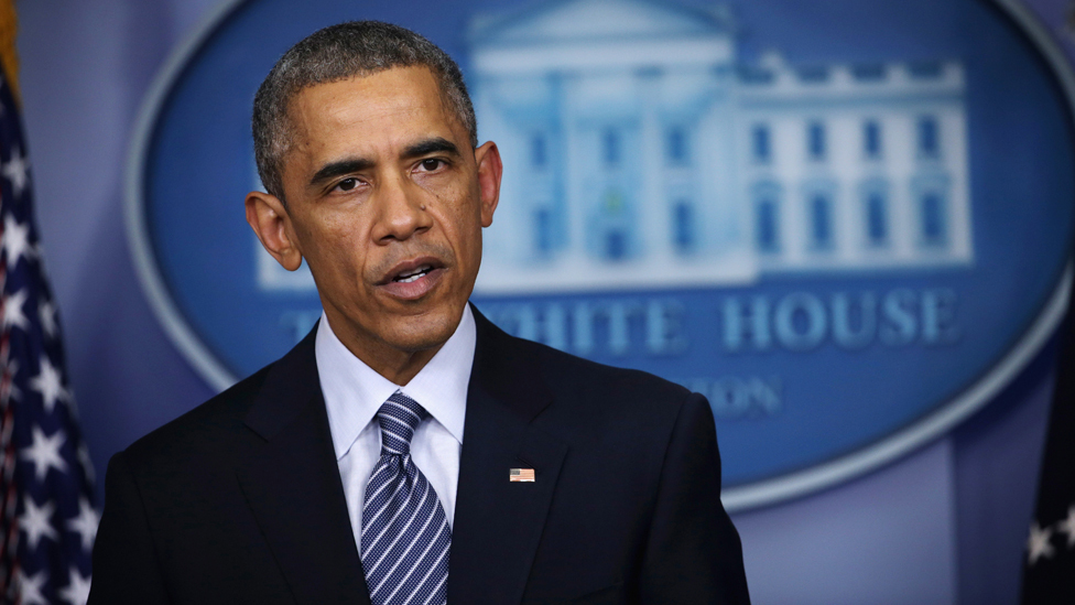 Бывший президент Барак Обама делает заявление из Белого дома после того, как большое жюри отказалось выдвинуть обвинения в стрельбе