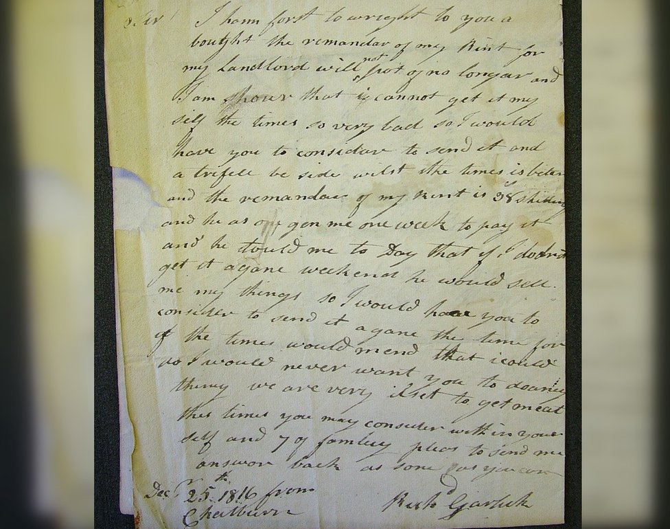 Рождественское письмо 1816 года от Ричарда Гарлика