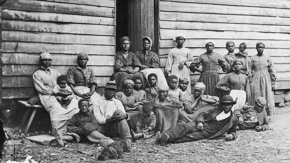 Familia de esclavos en el estado de Virginia (EE.UU.) en 1850.