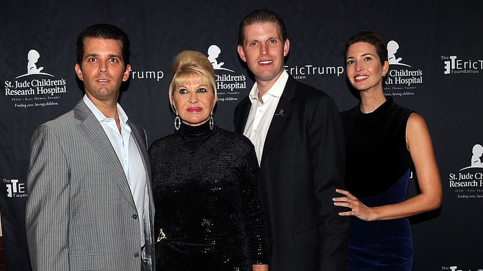 Image shows Ivana Trump and her three adult children
