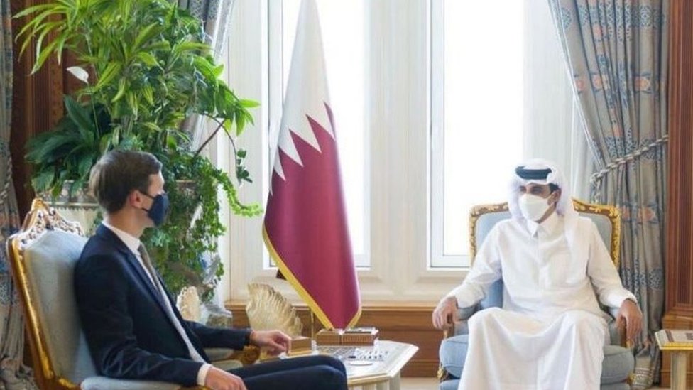لقاء أمير قطر الشيخ تميم بالمستشار الأول للرئيس ترامب، جاريد كوشنر في الدوحة 2 ديسمبر 2020