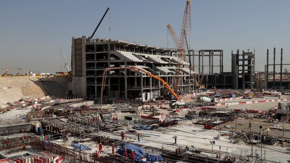 La construcción de un estadio en Qatar