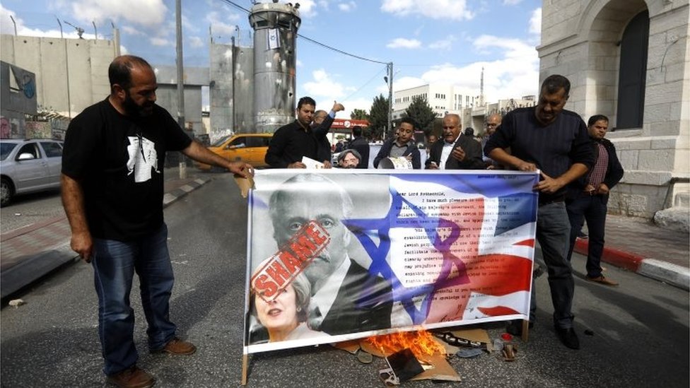 Палестинцы протестуют против Декларации Бальфура в Вифлееме (01.11.17)