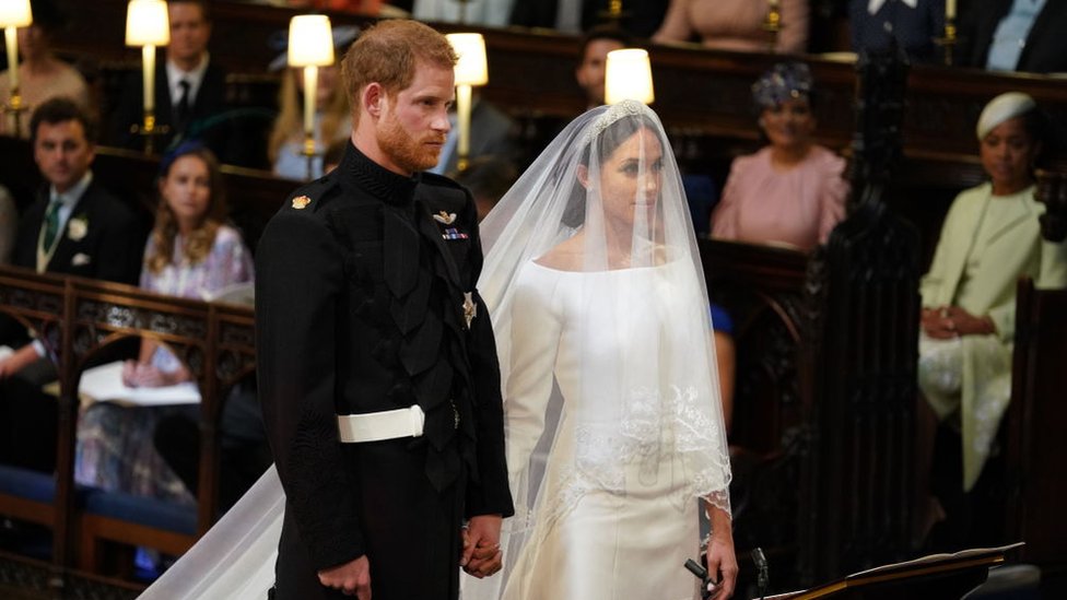 El príncipe Harry y Meghan Markle durante la ceremonia.