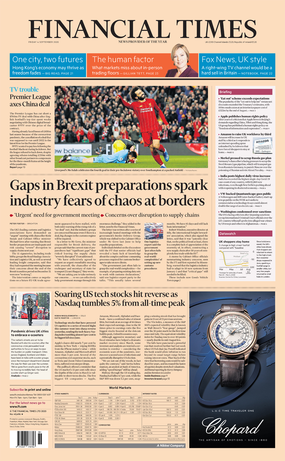 Front page of the Financial Times