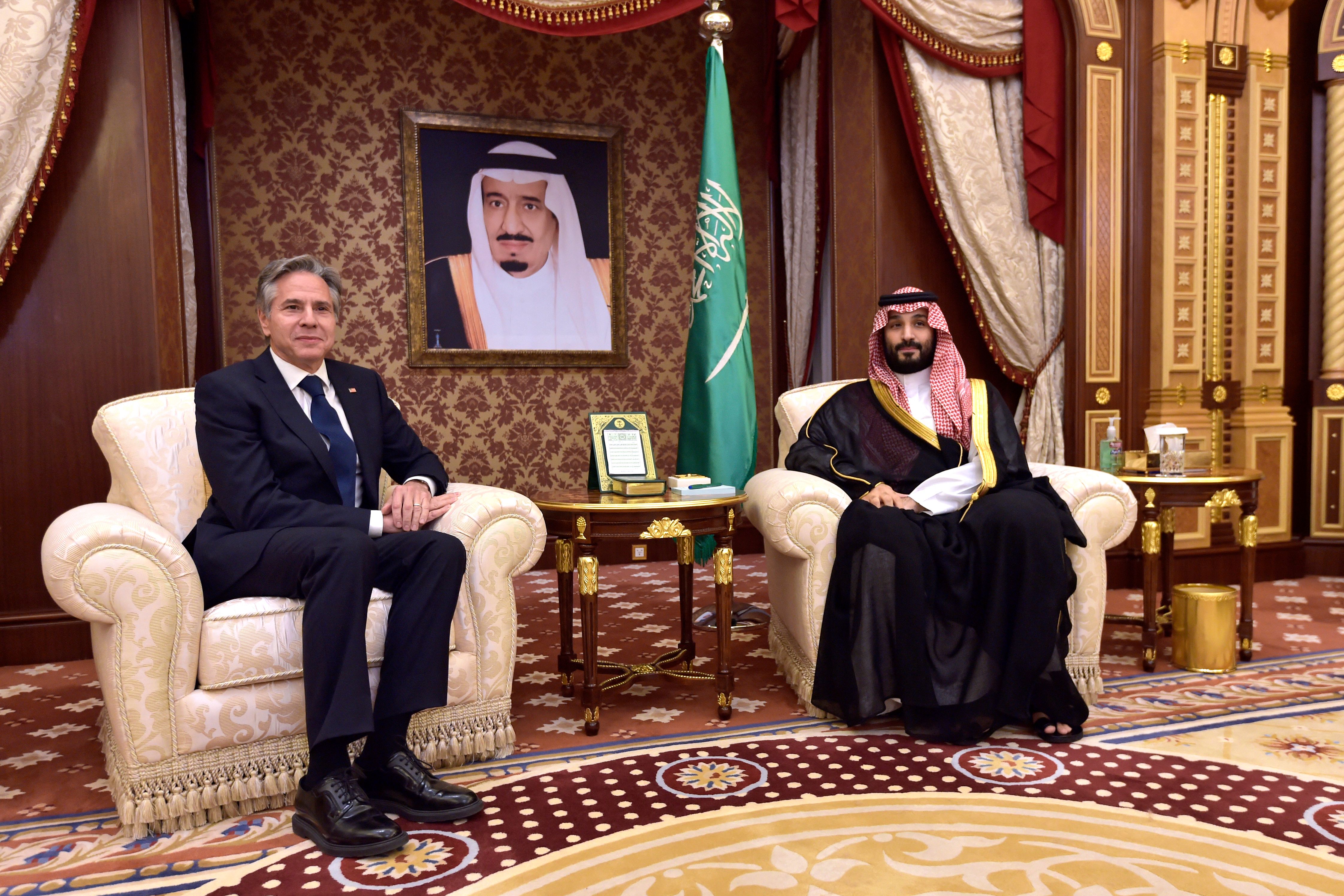 وزير خارجية الولايات المتحدة أنتوزني بلينكن يجتمع مع ولي العهد السعودي محمد بن سلمان في الرياض 6 -6 -2023.