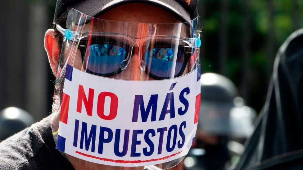 Manifestante en Costa Rica contra el FMI. Octubre 2020