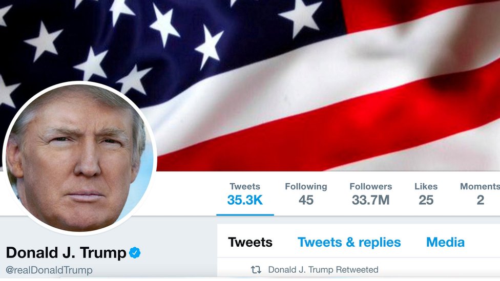 Los tuits de Trump no se encontraron en la lista de los 10 con más "me gusta" o compartidos de 2017. The masthead of U.S. President Donald Trump's @realDonaldTrump Twitter account as seen on July 11, 2017.
