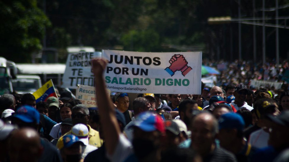 Protesta en Caracas, el 23 de enero de 2023
