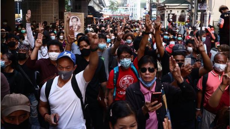 مظاهرة في بانكوك ضد الفساد في الحكومة والشرطة تعود إلى فبراير / شباط الماضي.