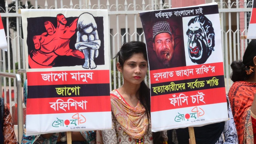 Different organization held a protest rally against the murder of Nusrat Jahan Rafi, a madrasa girl from Feni who was burnt in reprisal after sexual abuse charges against the principal, in Dhaka, Bangladesh, on April 12, 2019