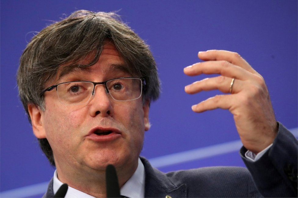 Catalan MEP Carles Puigdemont pictured in June 2021