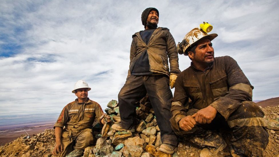Trabajadores del cobre en Chile.