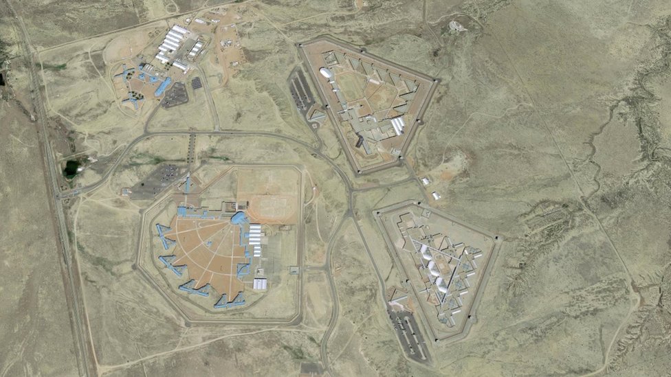 Satellite pictures show the ADX Florence prison from above