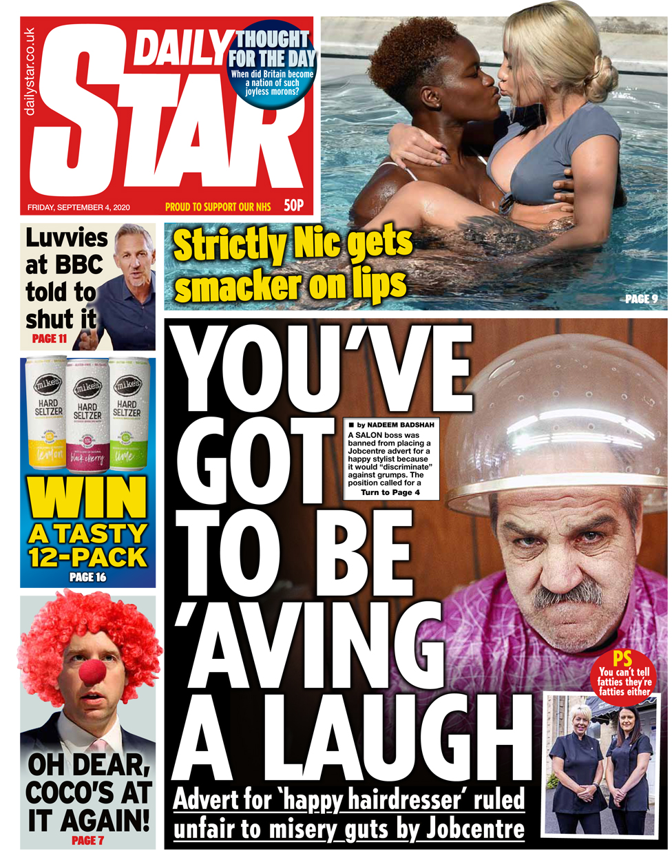 Front page of the Daily Star