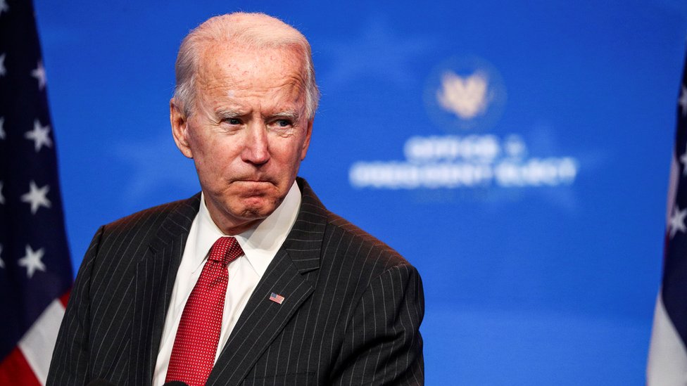 US President-elect Joe Biden speaks to reporters following an online meeting with members of the National Governors Association (NGA) executive committee in Wilmington, Delaware, U.S., November 19, 2020.