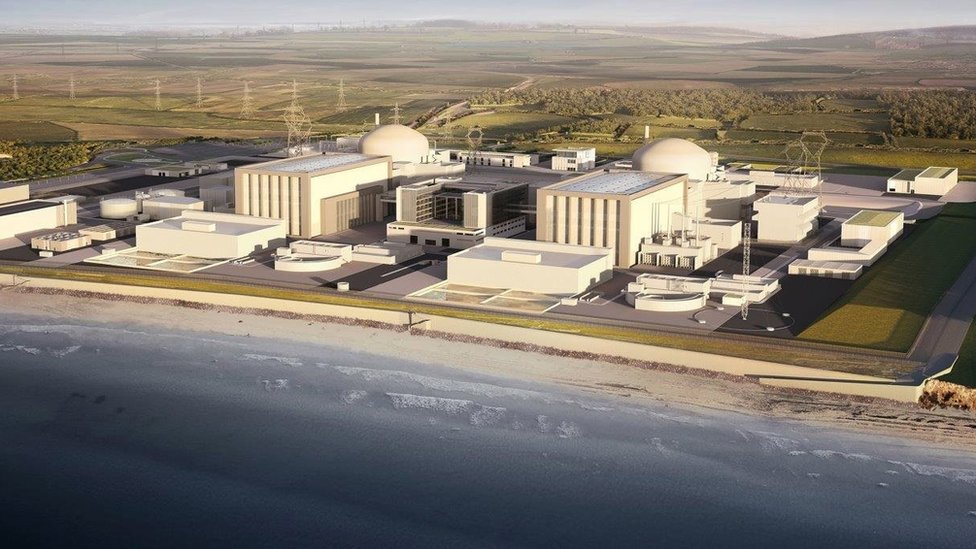 İngiltere'deki Hinkley Point nükleer enerji santralinin planlanan görünümü