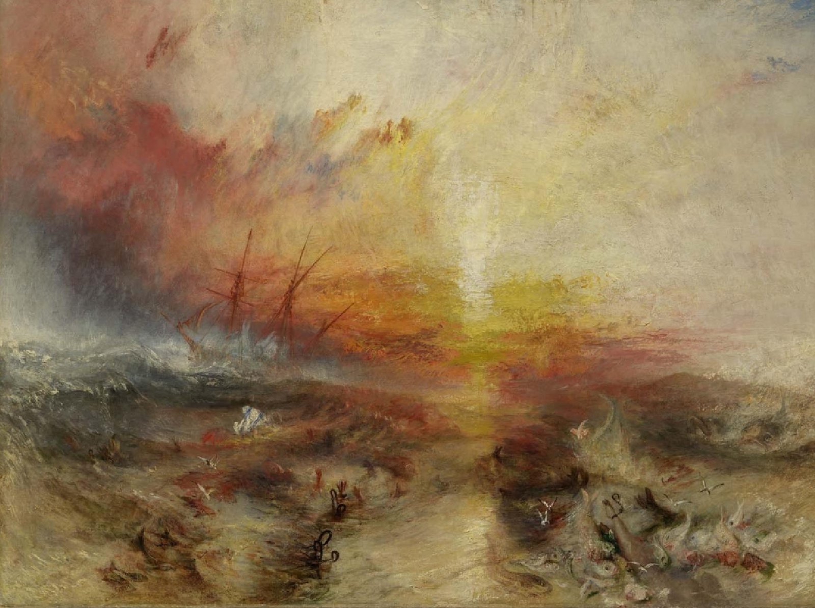 Pintura 'El barco de esclavos', de William Turner, expuesta en el Museo de Bellas Artes de Boston.