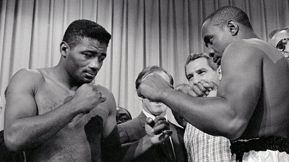 Sonny Liston faces off with Floyd Patterson in 1963