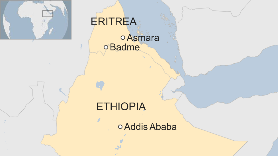 Карта с изображением Эфиопии и Эритреи