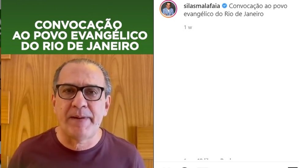 Print de vídeo do pastor Silas Malafaia convocando para ato