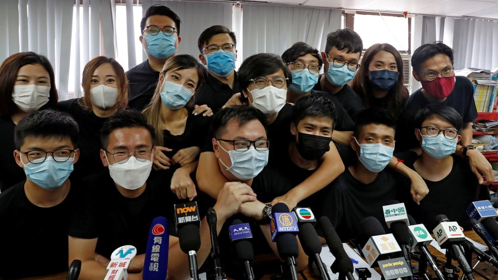 香港民主派立法會初選「抗爭派」參選人共同會見媒體記者（15/7/2020）