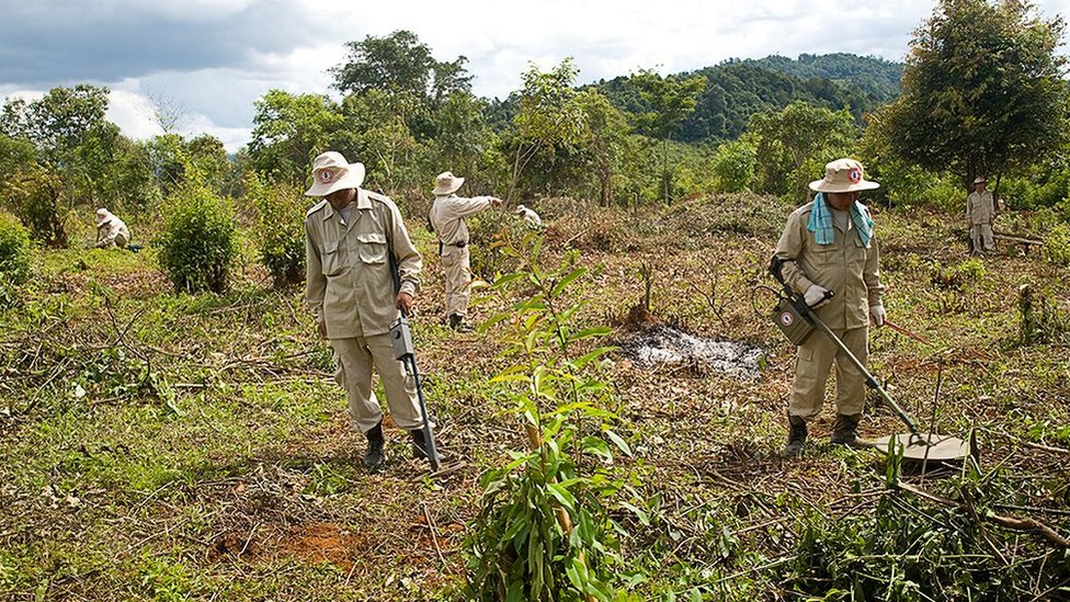 Clearing unexploded bombs in the in the northern province of Xiangkhouang in Laos