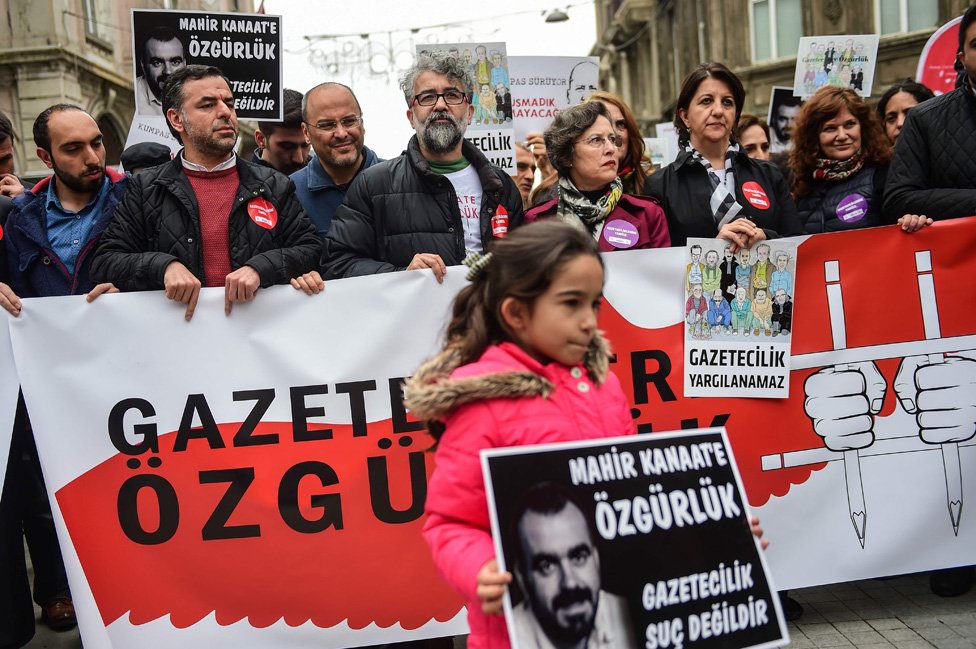 Manifestación por la libertad de expresión en Estambul, 9 de abril de 2017