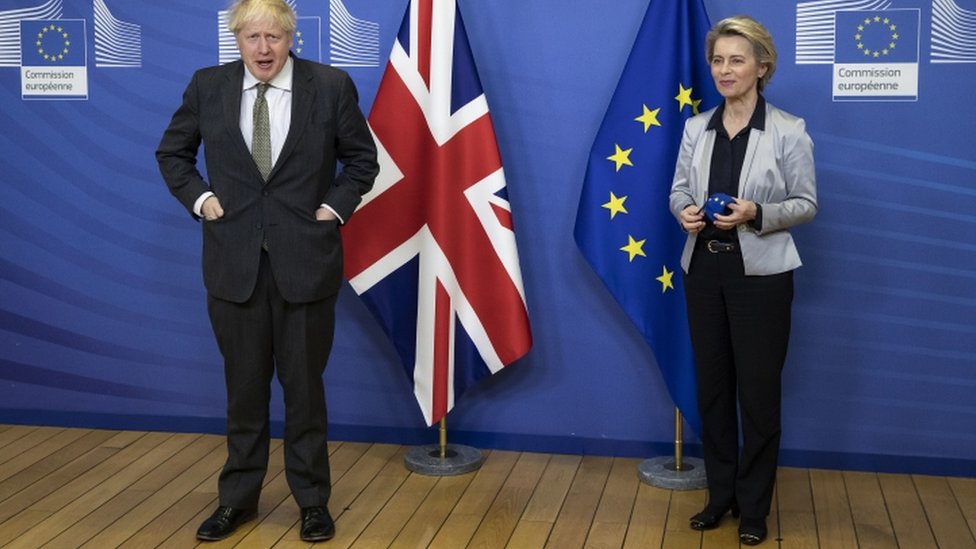 Boris Johnson and Ursula von der Leyen in Brussels - 9 December