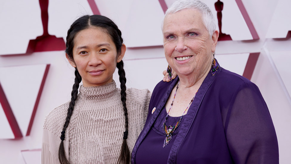 Chloe Zhao and Charlene Swankie at the Oscars