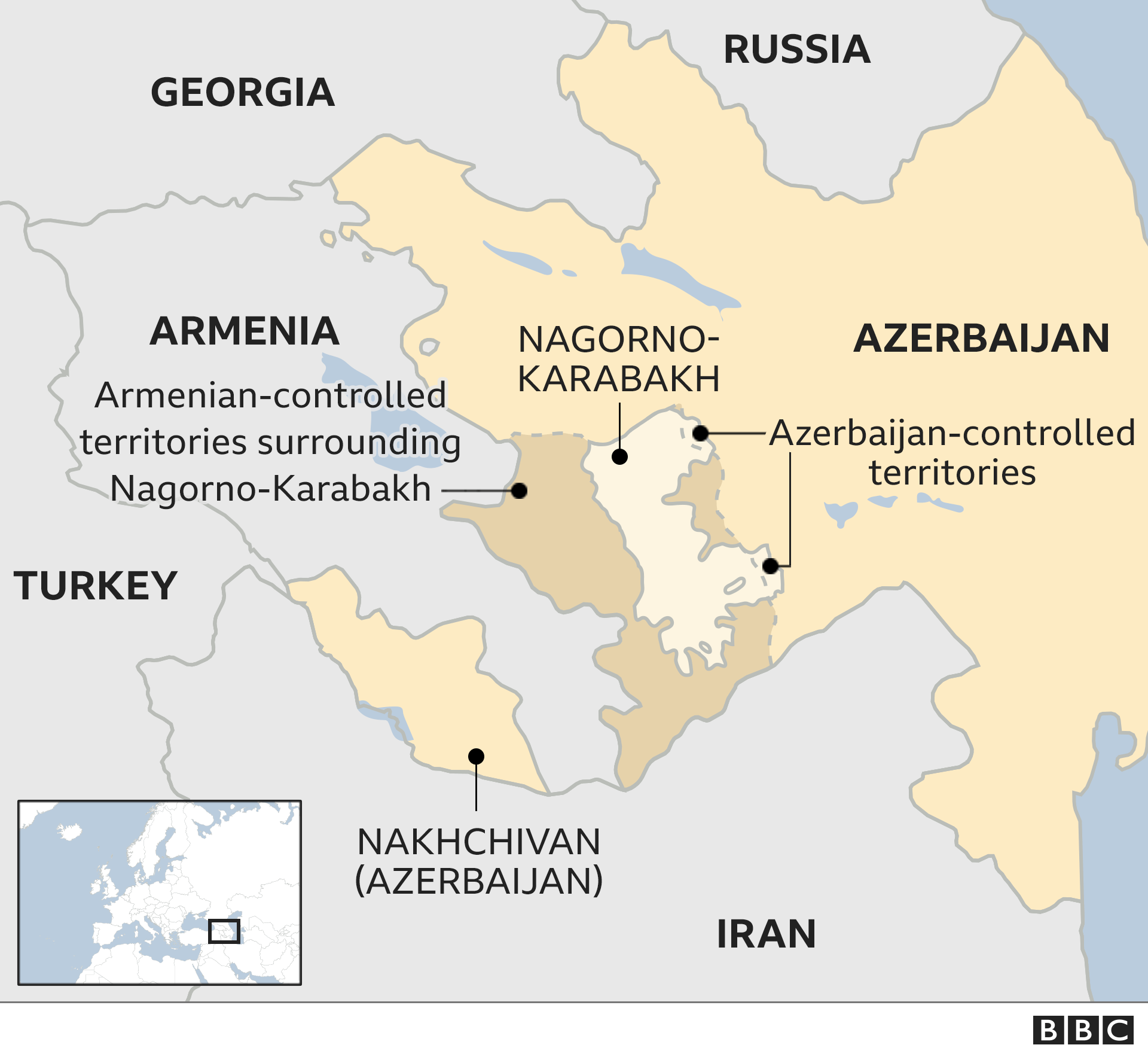 Карта карабаха нагорного и армении и азербайджана