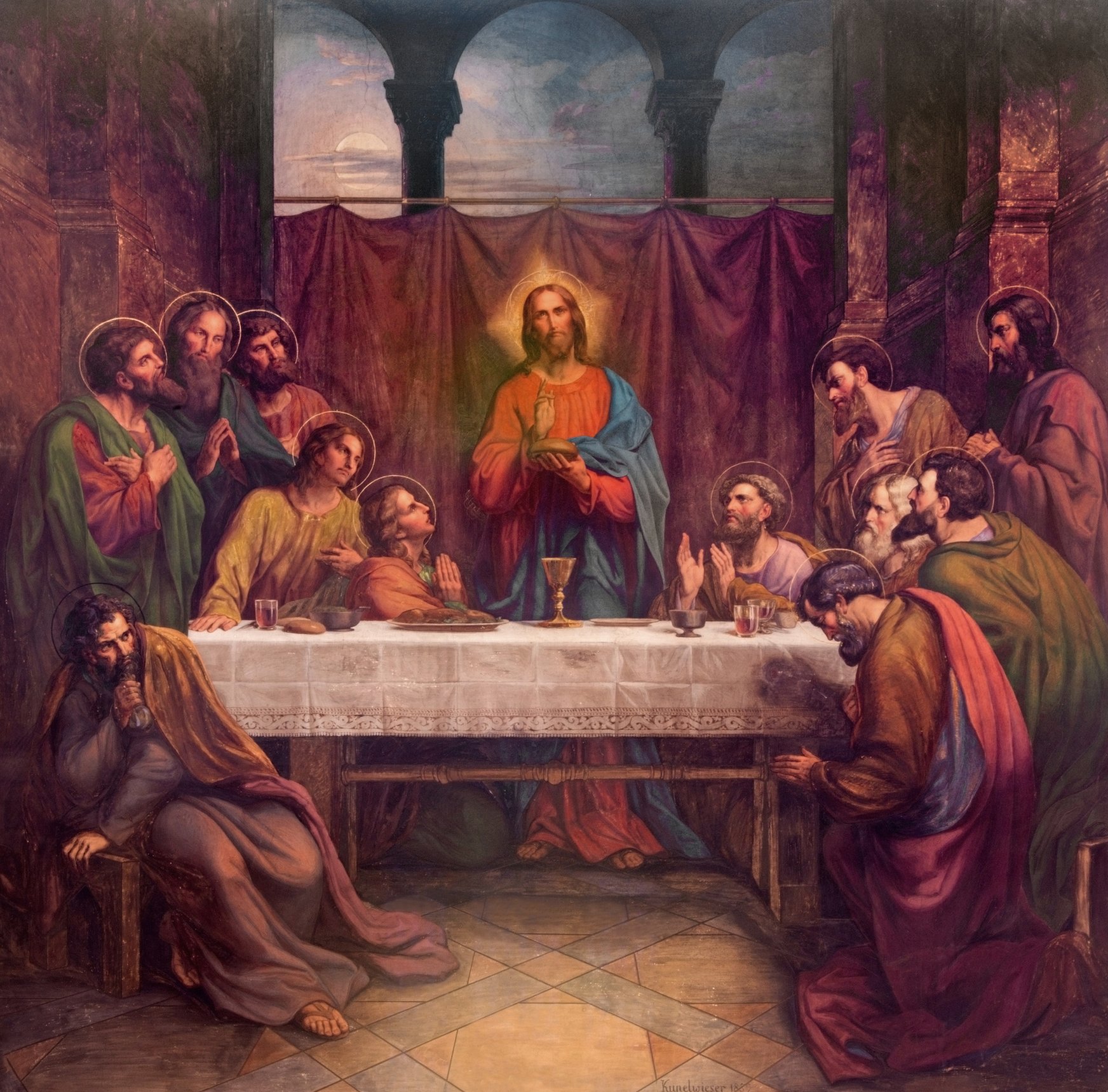 Pintura de la Última Cena de Jesús. Viena.