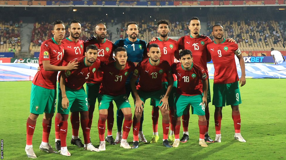 المنتخب المغربي قبيل انطلاق المباراة