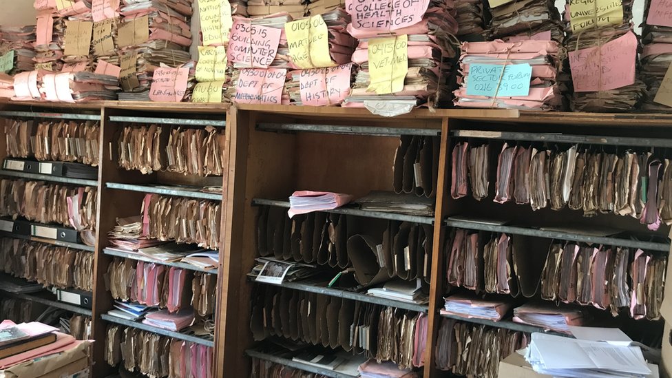 Records in the main building of Makerere University