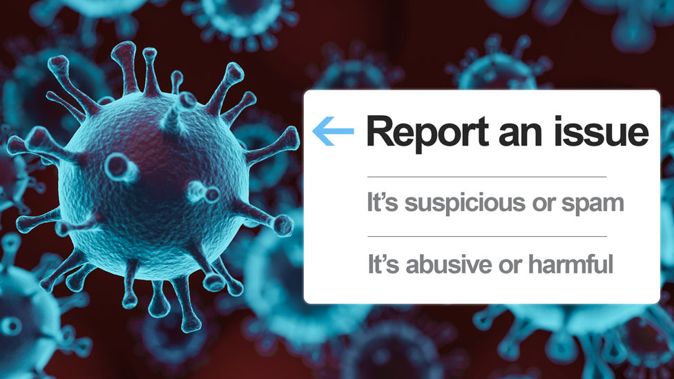 Изображение коронавируса видно на макете баннера Twitter «Сообщить о проблеме»