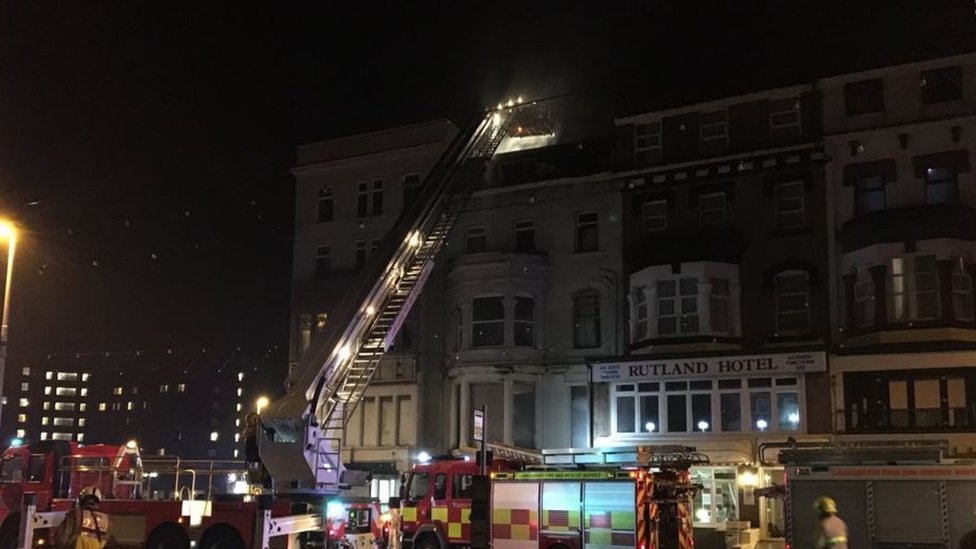 Suspected arson at Blackpool seafront derelict hotel