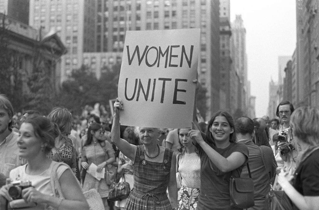 'Women's Strike For Equality', protesto organizado pela National Organization for Women, em Nova York, em 26 de agosto de 1970