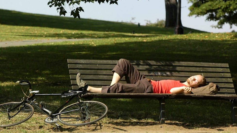 Persona durmiendo en un parque