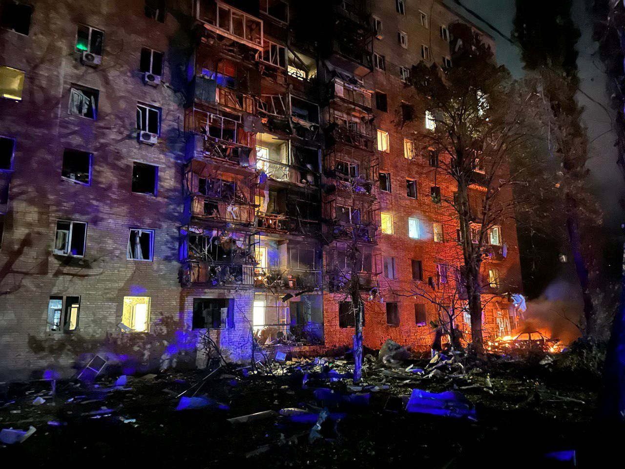 According to local authorities, this apartment building in Kursk was damaged by debris from a downed Ukraine-launched missile