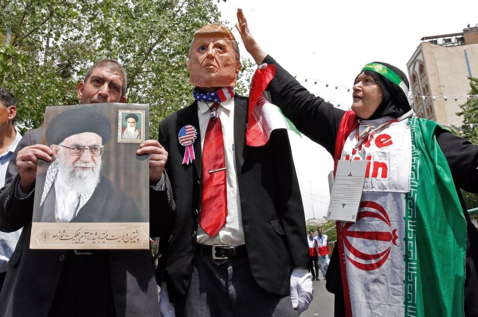 Protesta contra Donald Trump en Teherán en 2019.