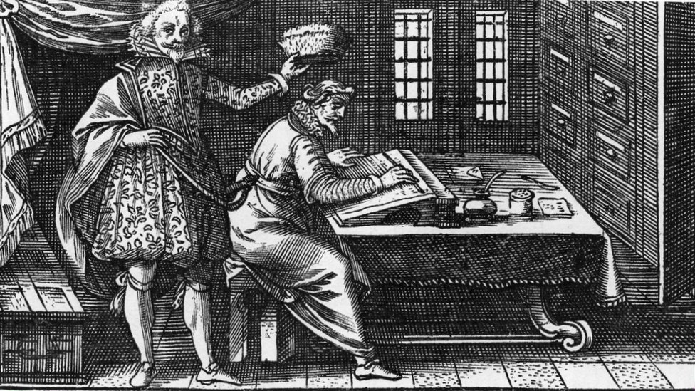 En los años 50 los Friedman publicaron un libro que muchos estudiosos consideran puso fin a la teoría de que Bacon escribió las obras atribuidas a Shakespeare. Ilustración de Shakespeare con Francis Bacon.