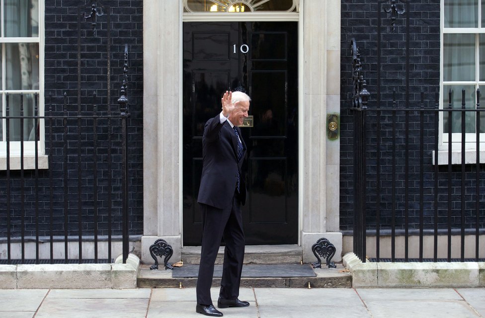 Joe Biden in front of 10 Downing Street in 2013