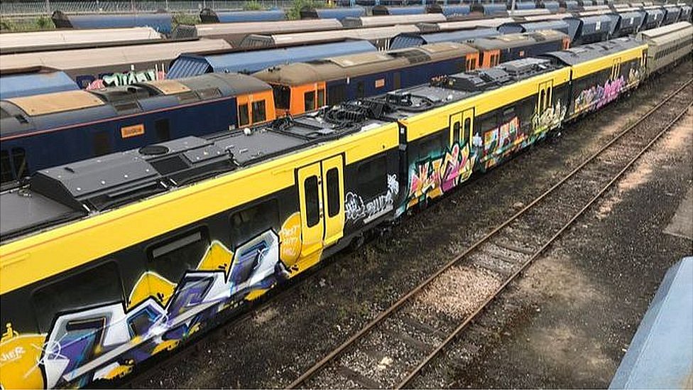 Brand New Merseyrail Train Covered In Graffiti Before Delivery Bbc News