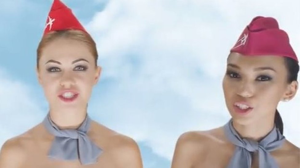 Sparks fly over Kazakhstan's naked flight attendants ad - BBC News