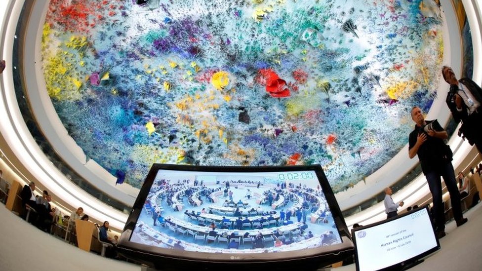 A meeting of the UN Human Rights Council in Geneva, Switzerland