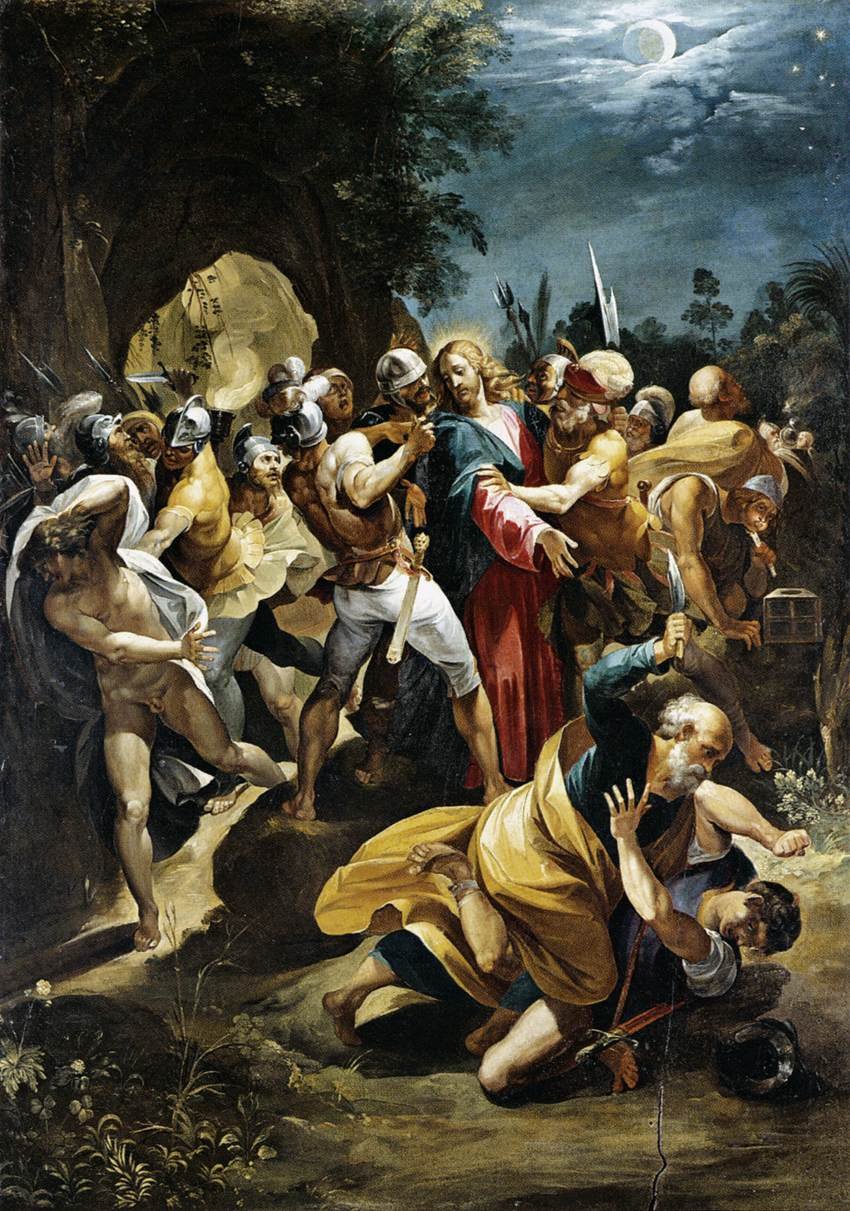 Jesus sendo preso, em pintura do século 16